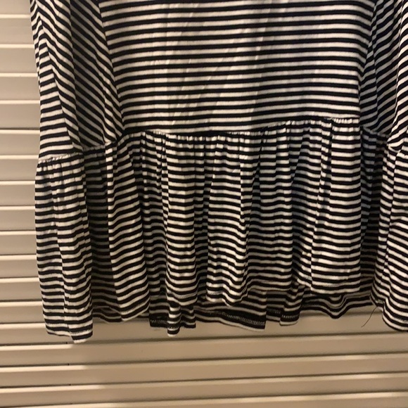 Black and white striped cotton peplum size L - Picture 2 of 3